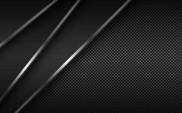 Fundo de material moderno preto com linhas diagonais prateadas e textura de fibra de carbono Design para a sua empresa Fundo de tela ampla abstrato vetorial