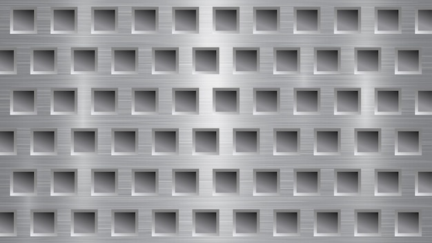 Vetor fundo de metal abstrato com orifícios quadrados em cores cinza