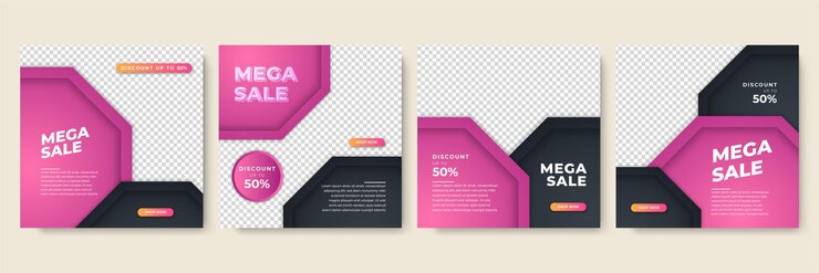 Vetor fundo de modelo de design de post de venda colorido hexagonal preto hexagonal gradiente