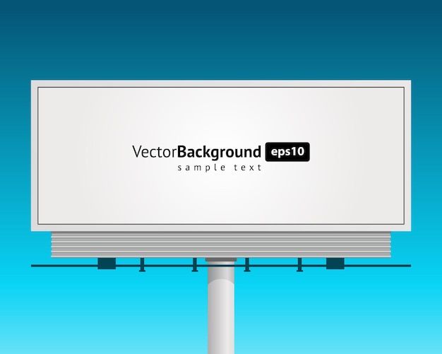 Vetor fundo de modelo de vetor de outdoor digital de rua cartaz de metal branco em suporte de tubo grosso para promoção de vídeo e mensagens de texto