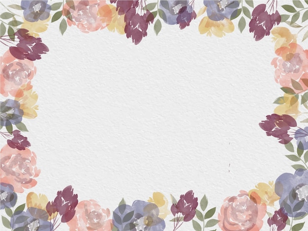 Vetor fundo de moldura em aquarela de flores