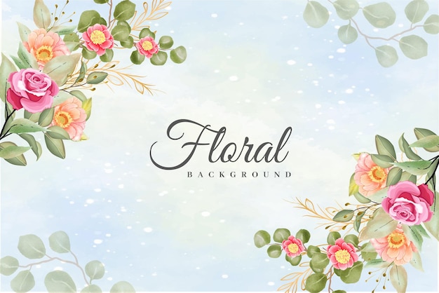 Fundo de moldura floral aquarela com lindas flores