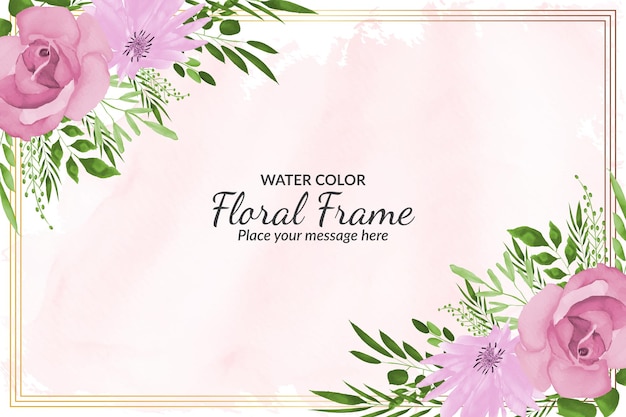 Fundo de moldura floral de rosas de primavera com aquarela vetor grátis