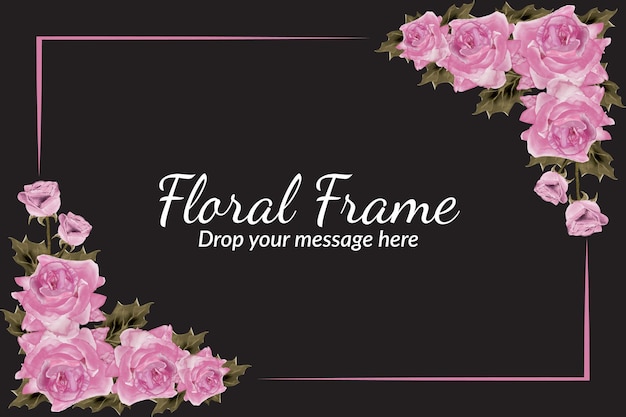 Fundo de moldura floral em aquarela linda mão desenhada com modelo de texto de exemplo Vetor grátis