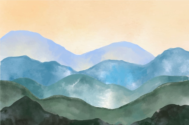 Vetor fundo de montanhas em aquarela