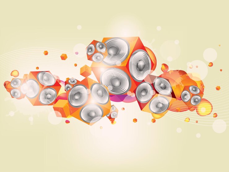 Vetor fundo de música abstrata com subwoofer ilustração vetorial abstrata com fundo