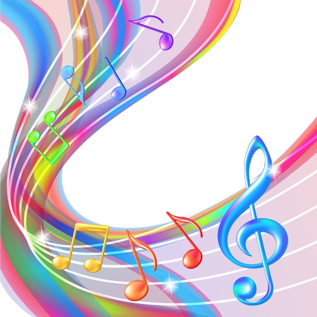 Vetor fundo de música de notas abstratas coloridas
