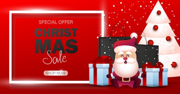 Fundo de Natal. Banner de venda de feliz natal