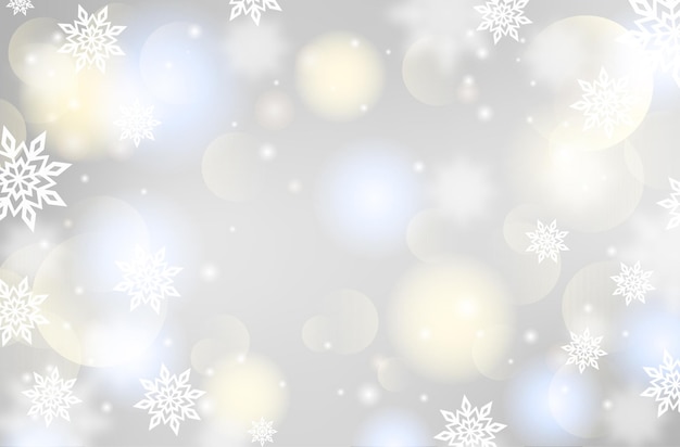 Fundo de natal com bokeh e flocos de neve