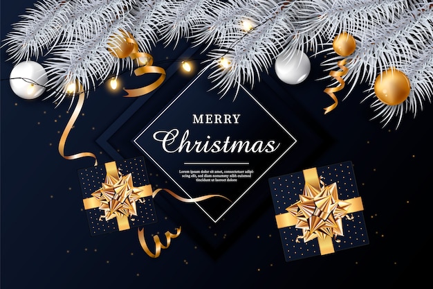 Fundo de Natal com bolas brilhantes.