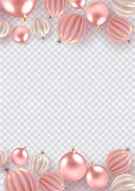 Fundo de natal com bolas de natal de pérola, uma espiral de bolas em fundo vertical.