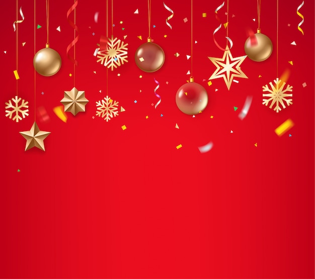 Fundo de Natal com enfeites de ouro