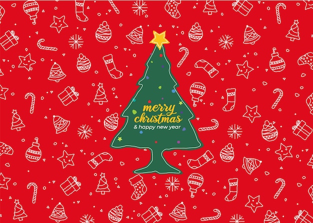 Vetor fundo de natal com estilo doodle