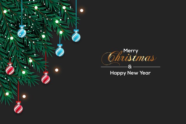 Fundo de Natal com galho de pinheiro e bola de Natal