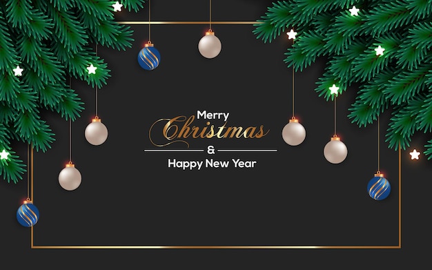 Fundo de Natal com galho e bola de pinheiro