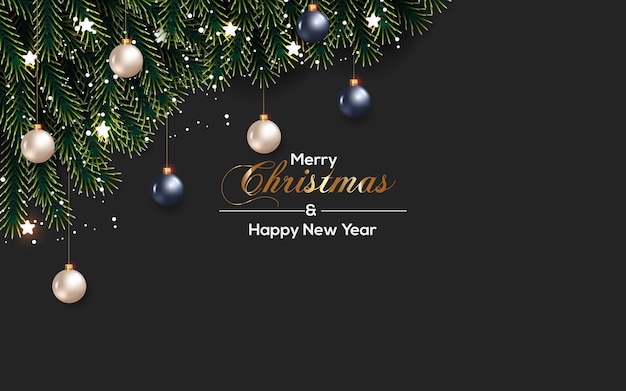 Fundo de Natal com galho e bola de pinheiro