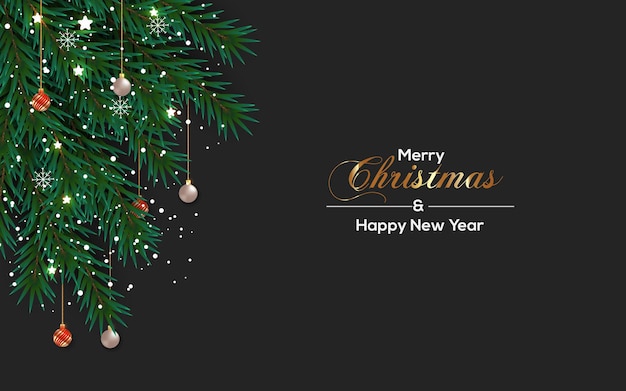 Fundo de Natal com galho e bola de pinheiro
