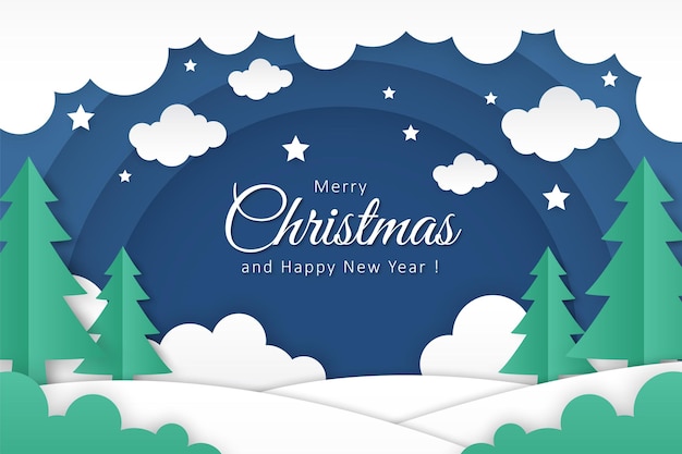 Fundo de Natal em design de estilo de papel