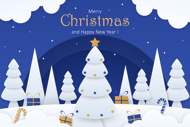 Fundo de Natal em design de estilo de papel