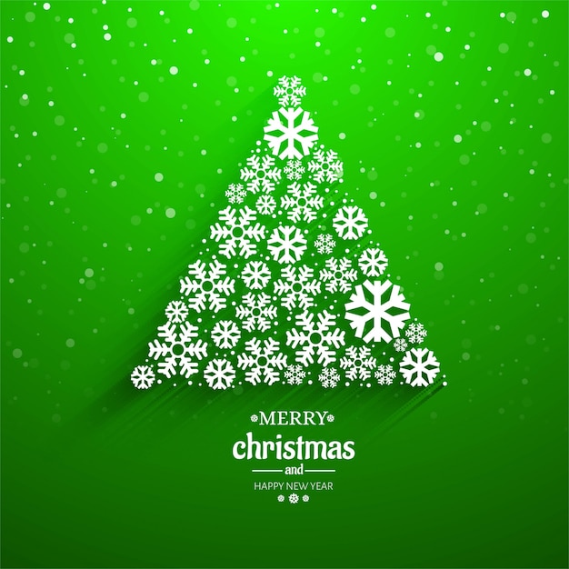 Fundo de Natal feliz lindo cartão de árvore de floco de neve