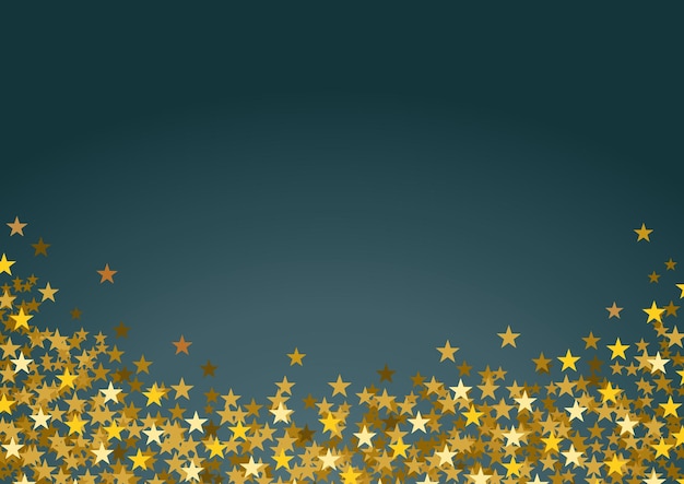 Fundo de Natal horizontal festivo com espaço de cópia Estrelas douradas em azul