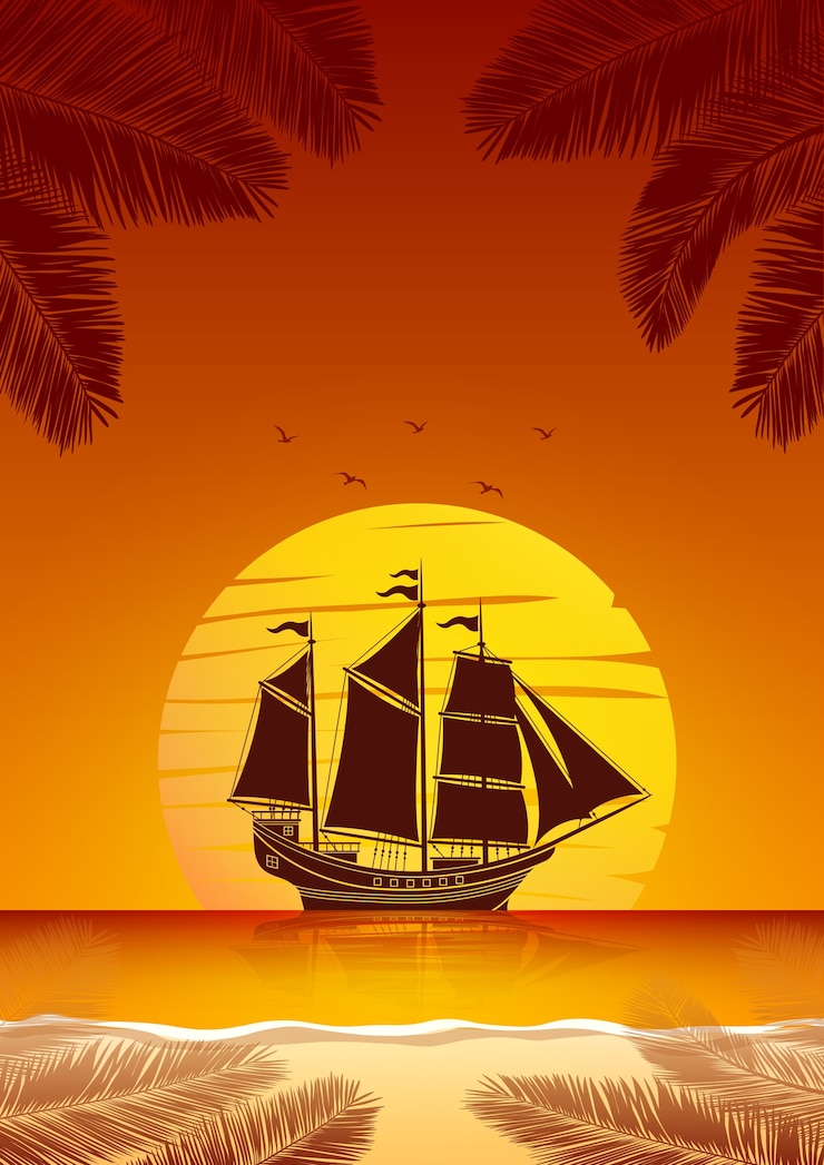 Vetor fundo de navio à vela