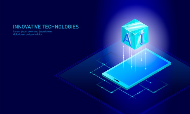 Fundo de negócios de inteligência artificial isométrica