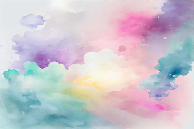 Fundo de nuvem de céu aquarela pintado à mão com uma cor pastel