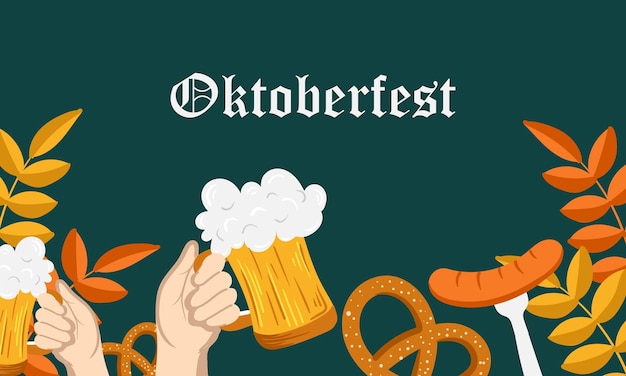 Fundo de oktoberfest. banner de evento do festival de cerveja oktoberfest com folha de outono
