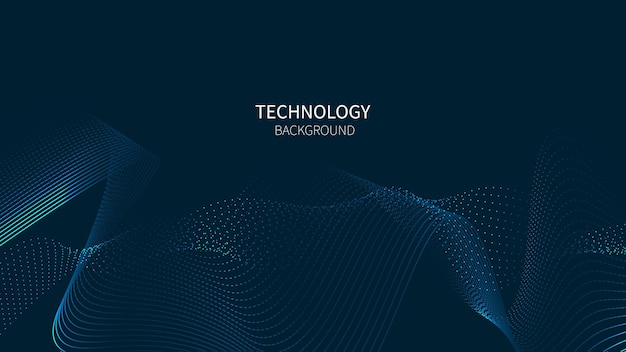 Fundo de onda de fluxo de tecnologia digital Pontos linha partículas de movimento linhas de ilustração vetorial