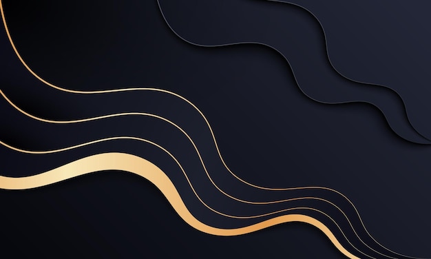 Fundo de onda dourado e preto de luxo. Design de luxo para seu papel de parede.