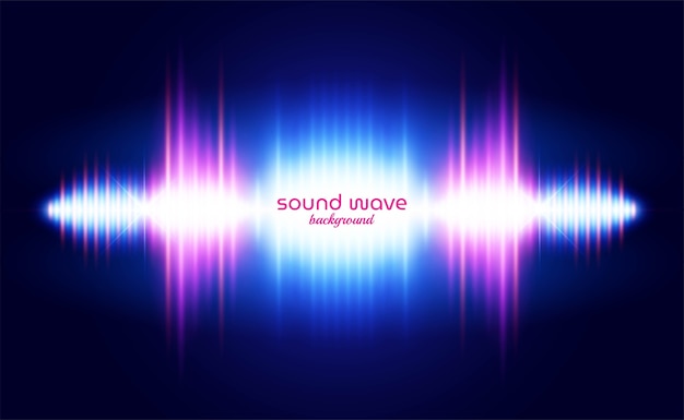 Fundo de onda sonora com luz neon vibrante