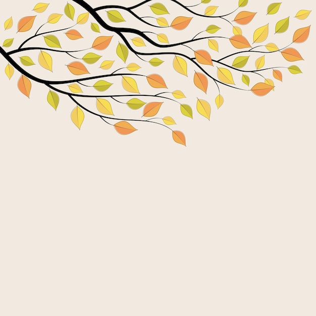 Fundo de outono com folhas amarelas. ilustração vetorial.