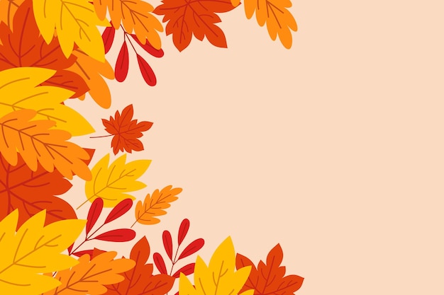 Fundo de outono com folhas de outono amarelo-vermelho e laranja com espaço para texto