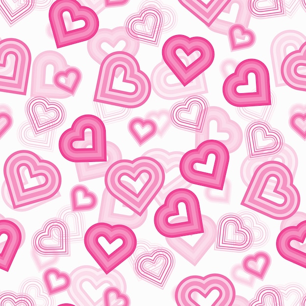 Fundo de padrão de carimbo de forma de coração rosa sem costura doodle, padrão de crianças