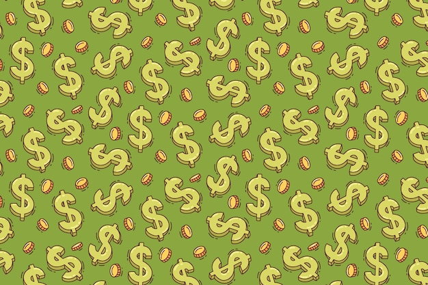 Fundo de padrão de cifrão desenhado à mão