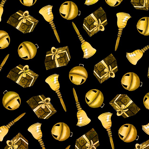 Fundo de padrão de natal dourado