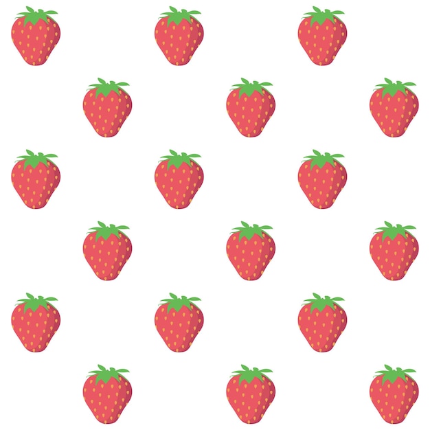 Fundo de padrão de vetor de morango Ilustração de fruta isolada no fundo branco