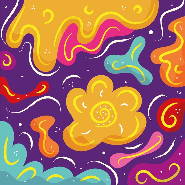 Fundo de padrão desenhado à mão de cores vibrantes ilustração vetorial