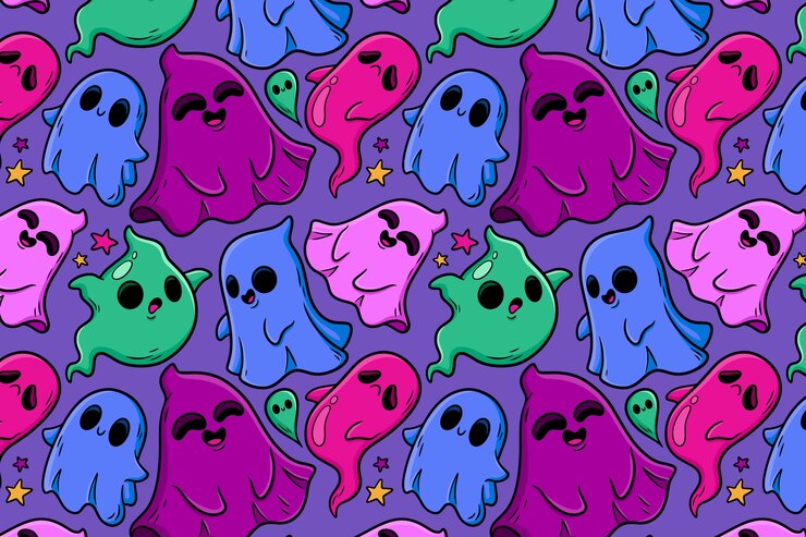 Fundo de padrão fantasma desenhado à mão