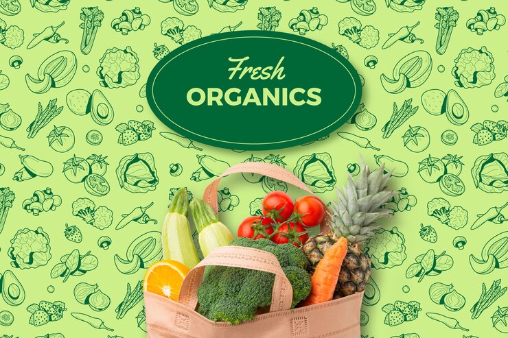 Vetor fundo de padrão orgânico de alimentos