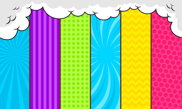Vetor fundo de página de desenho em quadrinhos em branco colorido