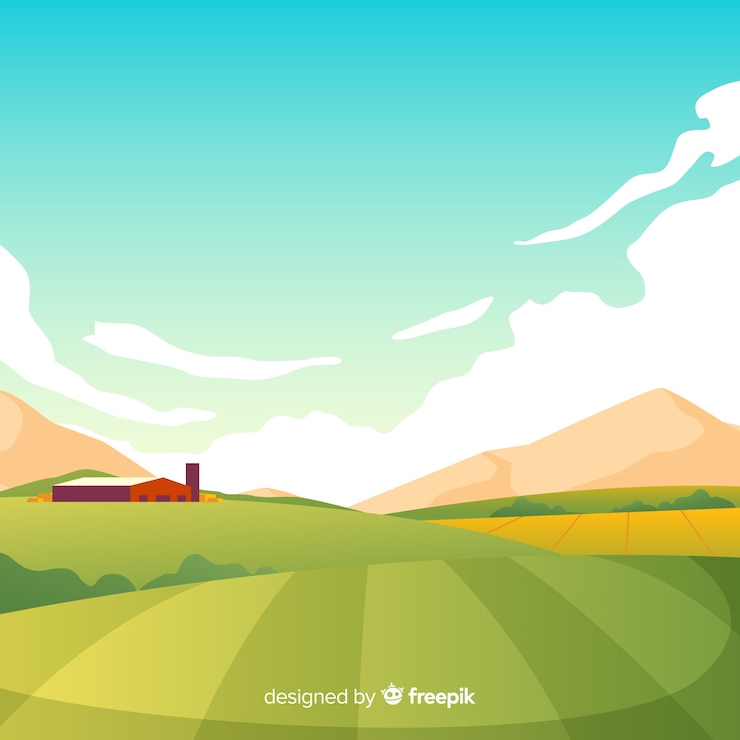 Vetor fundo de paisagem de fazenda design plano