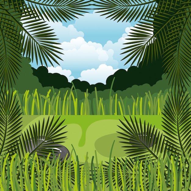 fundo de paisagem de selva isolado ícone do design