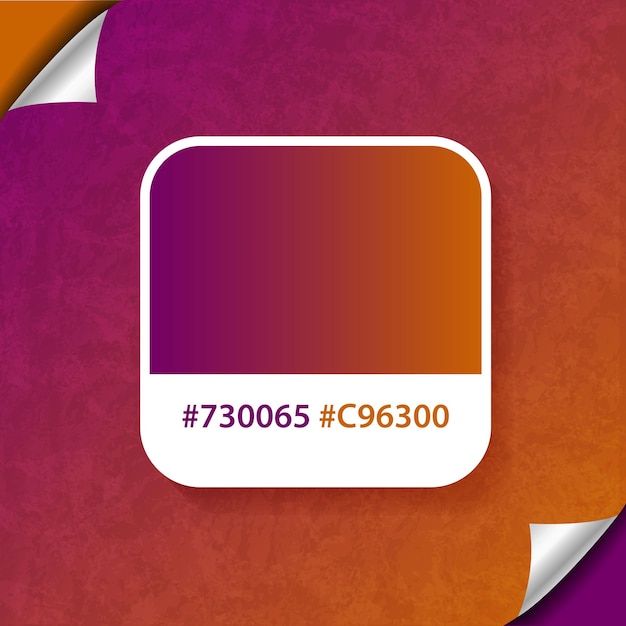 Vetor fundo de paleta de cores de gradiente violeta e laranja com hex
