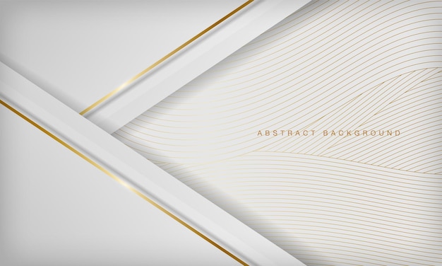 Fundo de papercut branco luxuoso abstrato com decoração de linha de ouro. conceito de design 3d elegante