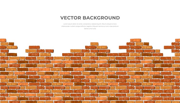 Vetor fundo de parede de tijolo horizontal quebrado realista com texto