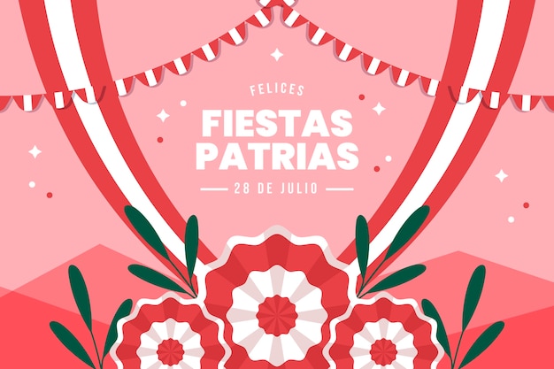 Vetor fundo de pátrias de festas planas com rosetas