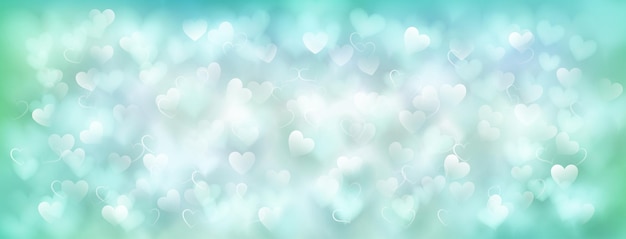 Vetor fundo de pequenos corações embaçados translúcidos em ilustração de cores azuis claras para o dia dos namorados