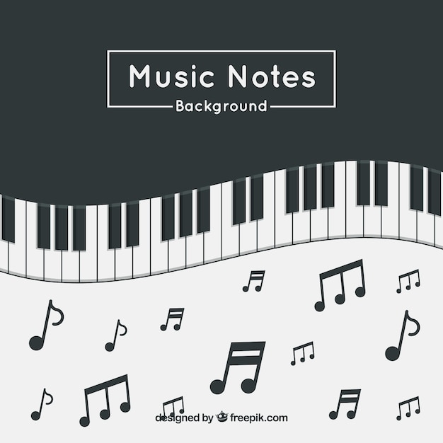 Vetor fundo de piano com notas de música